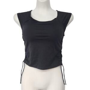 NWOT Lands' End Black Ruched  Swim Top w/ Built in Bra Women's Swimwear 4